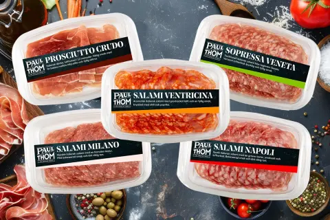 Paul Thom erbjuder flera italiensk salami sorter: Ventricina, Milano, Napoli, och Sopressa Veneta.
