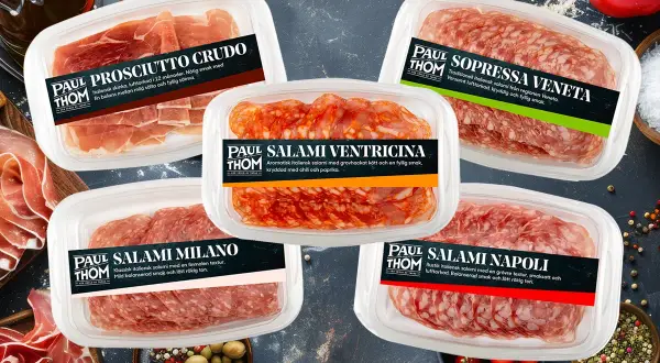 Paul Thom erbjuder flera italiensk salami sorter: Ventricina, Milano, Napoli, och Sopressa Veneta.